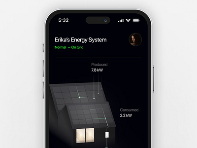 Solar Monitoring App for a Connected Home Solution home house interface live mobile mobileapp power smarthome solar solarenergy uiux ux