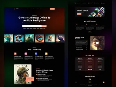 ARTIQ - AI Content, Image & Audio Generator Web Design ai ai art ai art generator ai bots ai chatgpt ai generator artificial intelligence business chatbot clean content writer copywriting creative deep learning design logo text to image generator ui ux voice generator