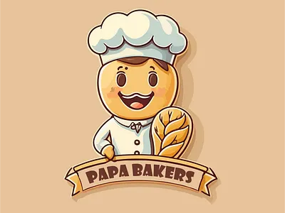 Papa Bakers - Mascot Logo - Painting Style 2d logo brand branding design graphic design illustration logo logo design minimal