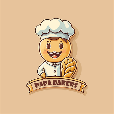 Papa Bakers - Mascot Logo - Painting Style 2d logo brand branding design graphic design illustration logo logo design minimal