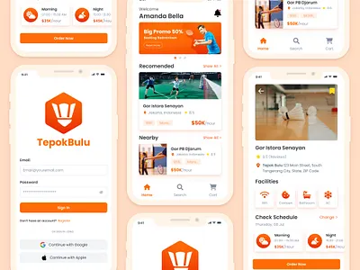 Apps Screen Badminton Booking Online app app design badminton booking booking app design figma graphic design health sport sport app ui ui design ui ux ux design