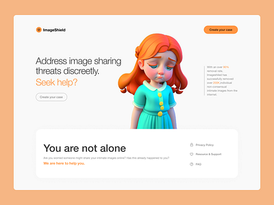 Support for Non-Consensual Intimate Image Abuse website app design branding clean ui design digital safety dribbble best ui design illustration landing page minimal website design online privacy product design responsive design ui ux web design agency website design website design style website designer