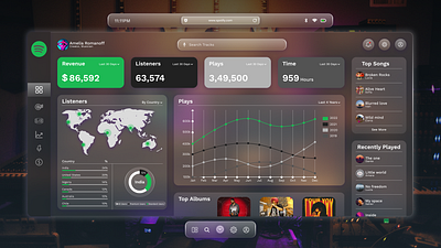 Spotify Analytics for Vision OS - Spatial UI Design app branding design graphic design illustration logo typography ui ux vector