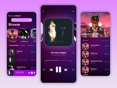 A music streaming app UI app design figma graphic design ui ux