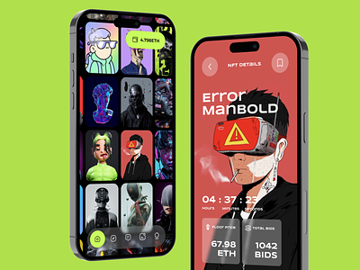 NFT Marketplace Mobile App app design awe blockchain crypto crypto art cryptoart cryptocurrency ethereum mobile app design mobile design nft nft app nft marketplace nft mobile nft mobile app nftart nfts