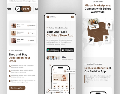 E-Commerce/Fashion Store App Landing Page Responsive adobe xd app landing page app web design branding design designer ecommercce fashion figma landing page landingpage ui uiux ux web web design web designer website wordpress wordpress responsive website