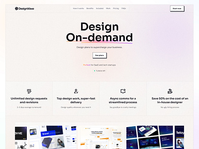 DesignWave Hero clean gradient hero homepage icons saas ui uidesign ux webdesign