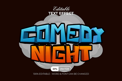 Comedy Night Text Effect Comic Style 3d cartoon comic design editable effect font game lettering modern style text type typeface typography vector