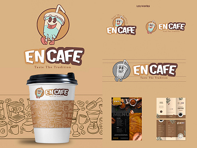 ENCAFE | CAFE LOGO & BRAND DESIGN brand identity branding cafe logo coffee design drink food graphic design logo logo design mascot logo mock up restaurant