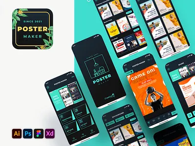 Poster and Flyer maker app app branding design graphic design illustration logo typography ui ux vector