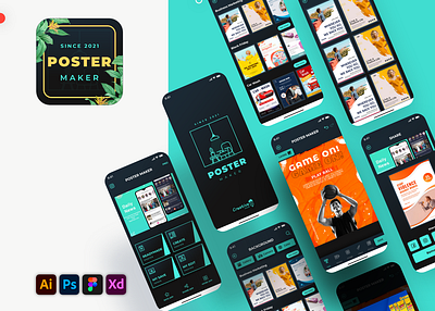 Poster and Flyer maker app app branding design graphic design illustration logo typography ui ux vector