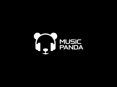 Music panda animal bear black brand headphones idea logo mark minimal music panda radio