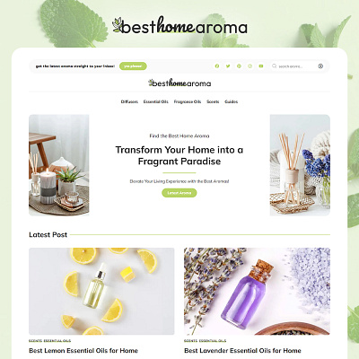 Best Home Aroma - Affiliate Website affiliate website blog dailyui elementor ui userexperience ux web webdesign website wordpress