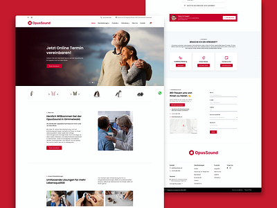 Opus Sound - Hearing Care Center adobe xd agency branding call to action clean design design service graphic design hearing aid illustration logo modern red ui ui ux