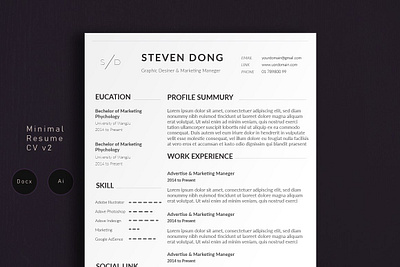 Minimal Resume CV 2 Simple Edition a4 business clean cv free font fresh lato legal minimalist no graphic professional resume ronbuz rongbuzz simple