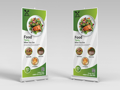 Food and Restaurant Rollup Banner Design.