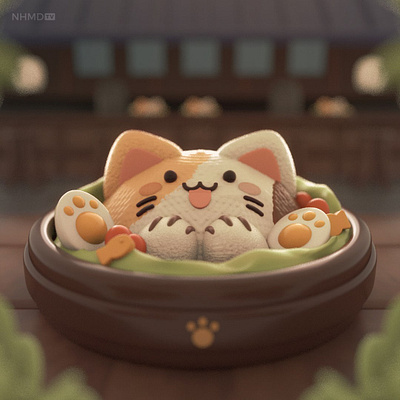 Kitty Meal 3d 3d animation 3d modelling c4d cat cinema 4d design food illustration japan