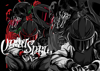 SADD BIKERS AND SKULL agv creative illustration design detailed digital illustration flowers graphic artist graphic design helmet illustration illustrator jacket rider riders rose sad skull