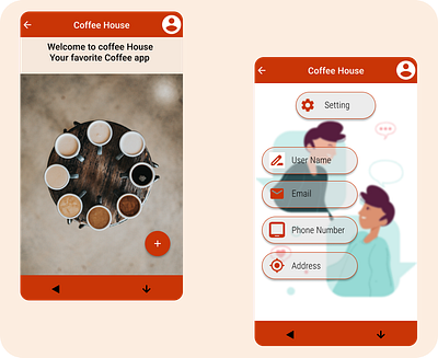 Coffee House Application app design ui ux