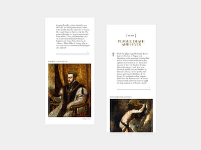 Titian — biography page about page adaptive art biography page crown dark design fine arts mobile design painter portrait titian ui user interface ux vadim yarmak visual design web web design