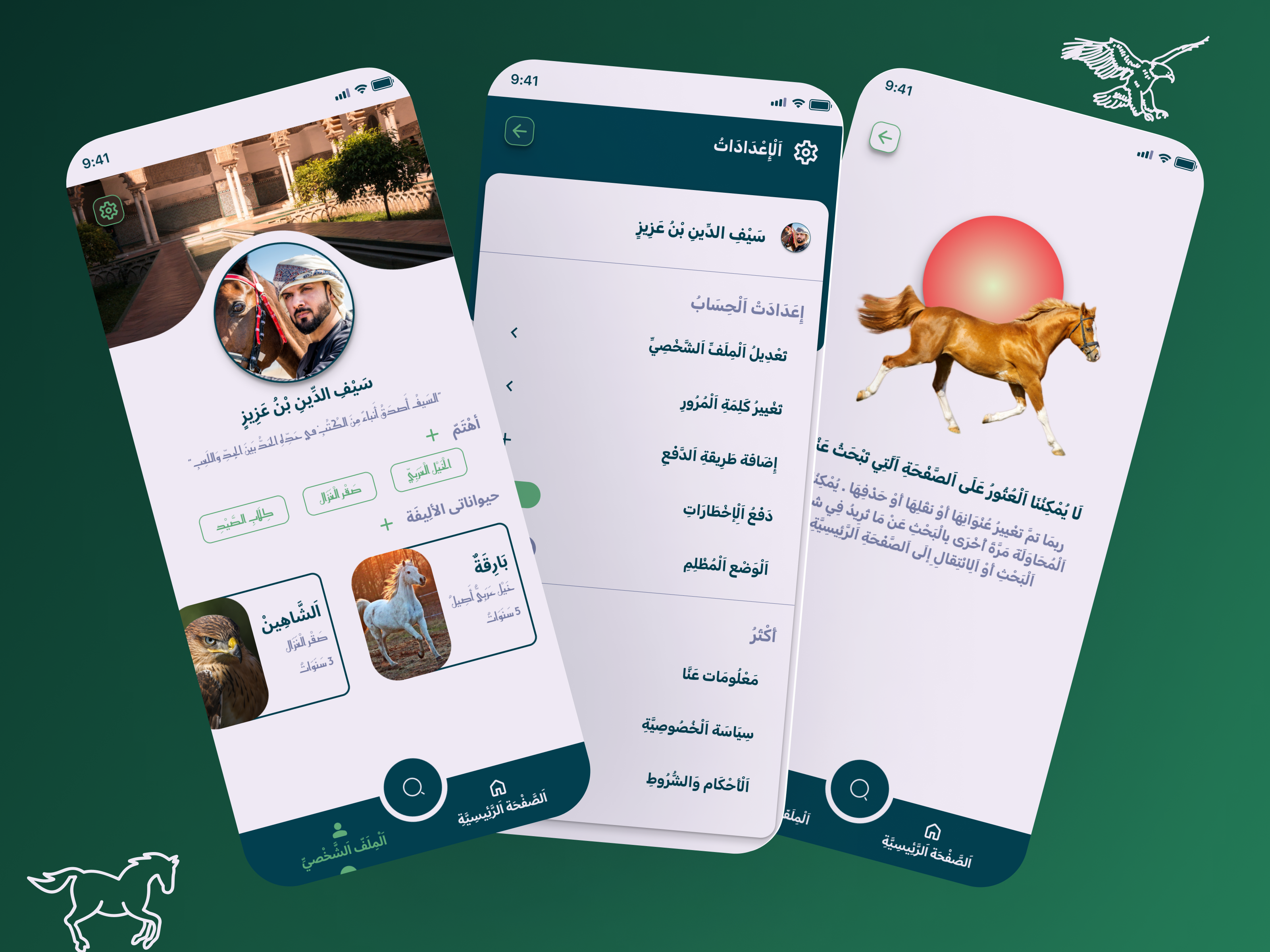 User Profile, 404 Error, Settings page #dailyUI app arabic dailyui design error 404 pets profile settings page ui user profile