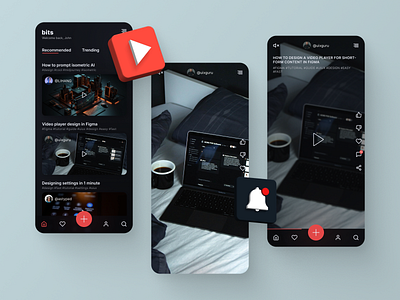 bits - Shortform Content App app dailyui design gfxmob graphic design typography ui ux vector