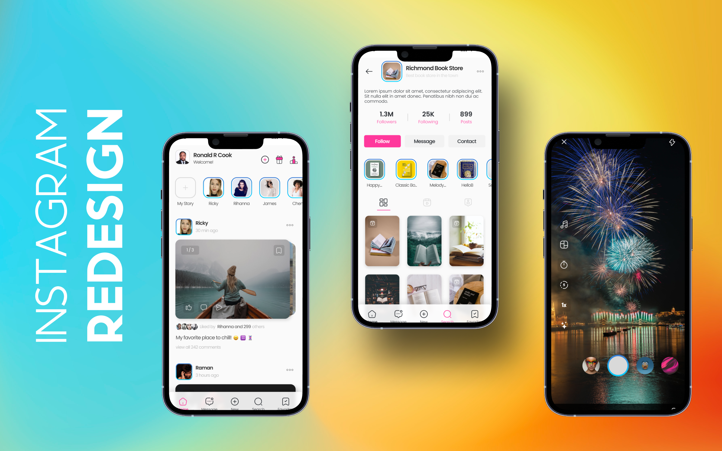Redesign Instagram app design app ui app ux mobile app social app ui uiux