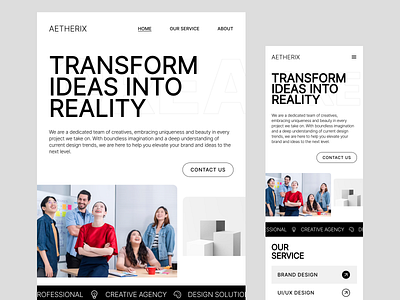 AETHERIX - Resposive Design agency design landing landing page minimal minimalist mobile responsive swiss tablet ui uiux web website