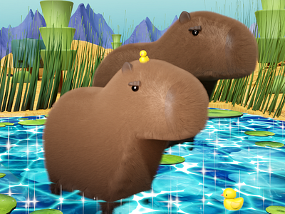 Capybaras 3d 3d model animal art animal character animal illustration blender capybara illustration