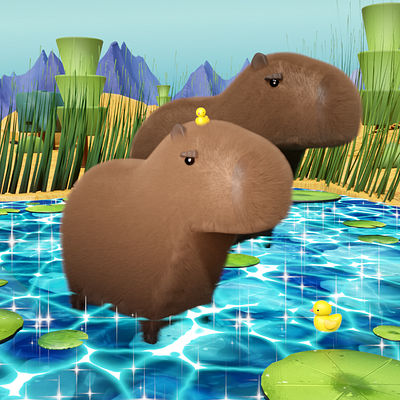 Capybaras 3d 3d model animal art animal character animal illustration blender capybara illustration