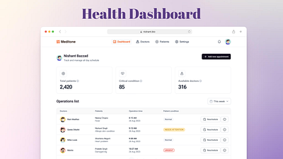 Health dashboard dashboard design health product ui