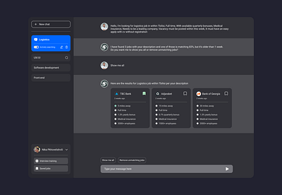 AI Jobseeking platform ai artificial intelligence cards dark dashboard hr job seeking ui ux vacancy work