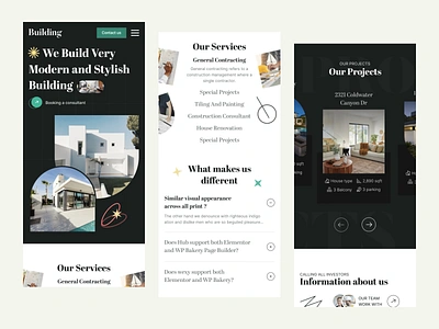 Architecture landing mobile architecture building construction design home page interface landing layout minimalistic mobile modern responsive ui ux web website