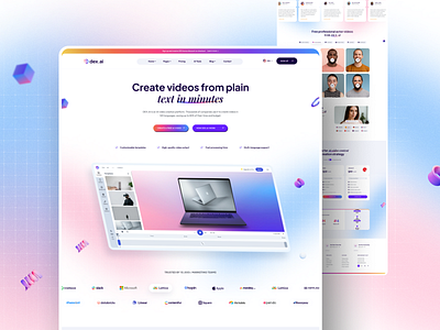 Dex.ai - Text To Video Ai - Landing Page branding ui voice ai