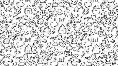 social media doodle hand drawing seamless pattern doodle hand drawing icon pattern seamless socmed