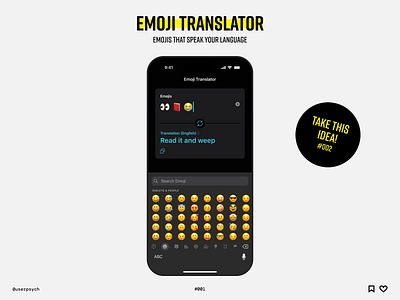 Emoji translator app app concept dark mode design emoji free idea ios iphone translation translator ui