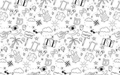 trip & travelling doodle seamless pattern background pattern seamless traveling trip