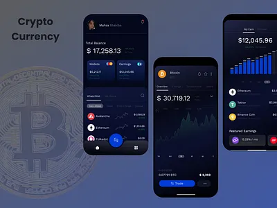 Cryptocurrency application bitcoin cryptocurrency portfolio product design ui design