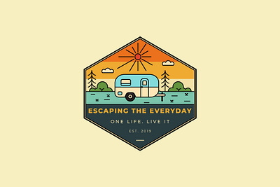 Escaping the everything - apparel logo design camp campfire camping logo hiking illustration merch by amazon mountain logo outdoors patch design t shirt t shirt design tent tshirt art tshirt design tshirt graphics tshirtdesign tshirts vector