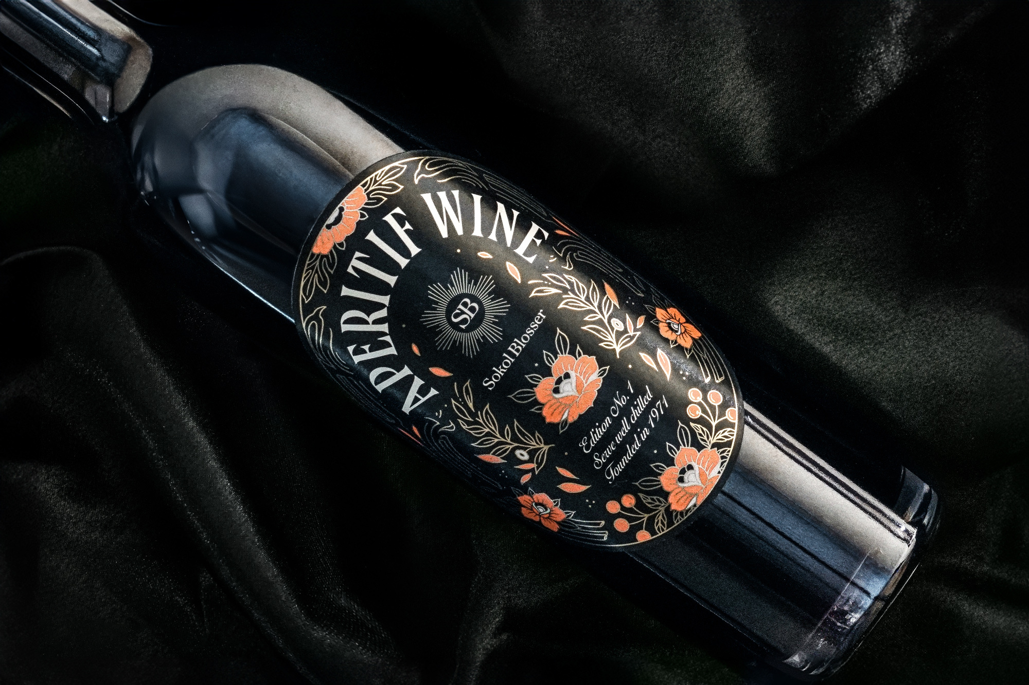 Sokol Blosser Aperitif Wine aperitif wine botanical botanical art design flowers graphic design illustration label design linework packaging packaging design typography wine wine label wine photography