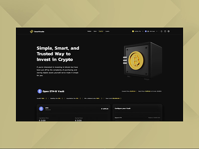 Smart Vaults & Loans Concept - Staking Web3 App UI UX Dashboard crypto cryptocurrency dashboard defi extej finance financial fintech hyip investment liquidity loans protocol saas staking vault wallet web app web design web3