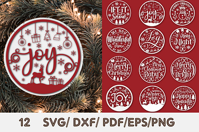 Round Christmas Ornaments Design Bundle first