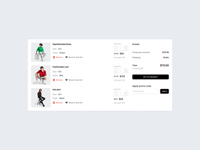 E-commerce — Cart section | Funkymag cart ecommerce shop shopify store tailwindcss woocommerce
