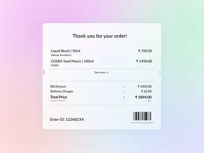 Daily UI 17 - Purchase Receipt dailyui design graphic design productdesign ui uidesign uiux uiuxdesign ux uxdesign webdesign