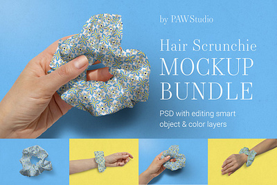 Scrunchie Pattern Mockup Set. Fabric pattern mockup