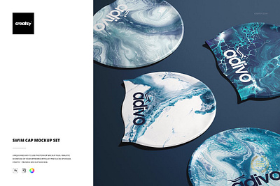 Swim Cap Mockup Set sport accessories