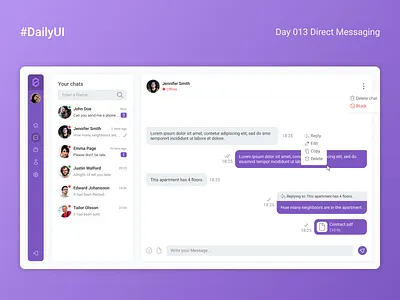 #DailyUI day 013 challenge dailyui direct message messanger