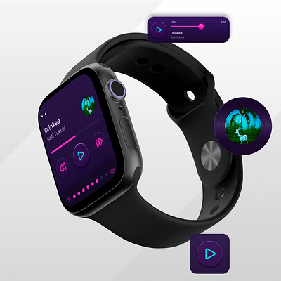 Prompt: Music player - apple watch apple dailyui design figma graphic design ui ux watch