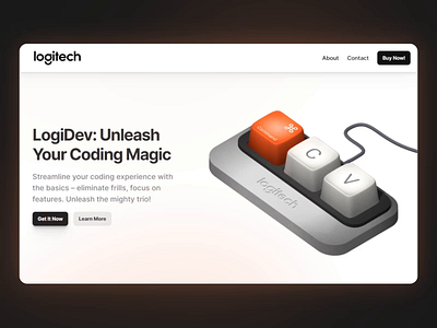 LogiDev Keyboard: Landing Page coding concept creative design developer kavizo keyboard spline stackoverflow ui ux