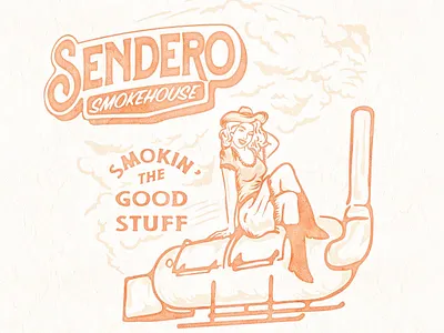 Sendero Smokehouse Design for Sendero Provisions Co. handdrawn illustration illustrator texasbarbecue vector vintage vintagetshirt